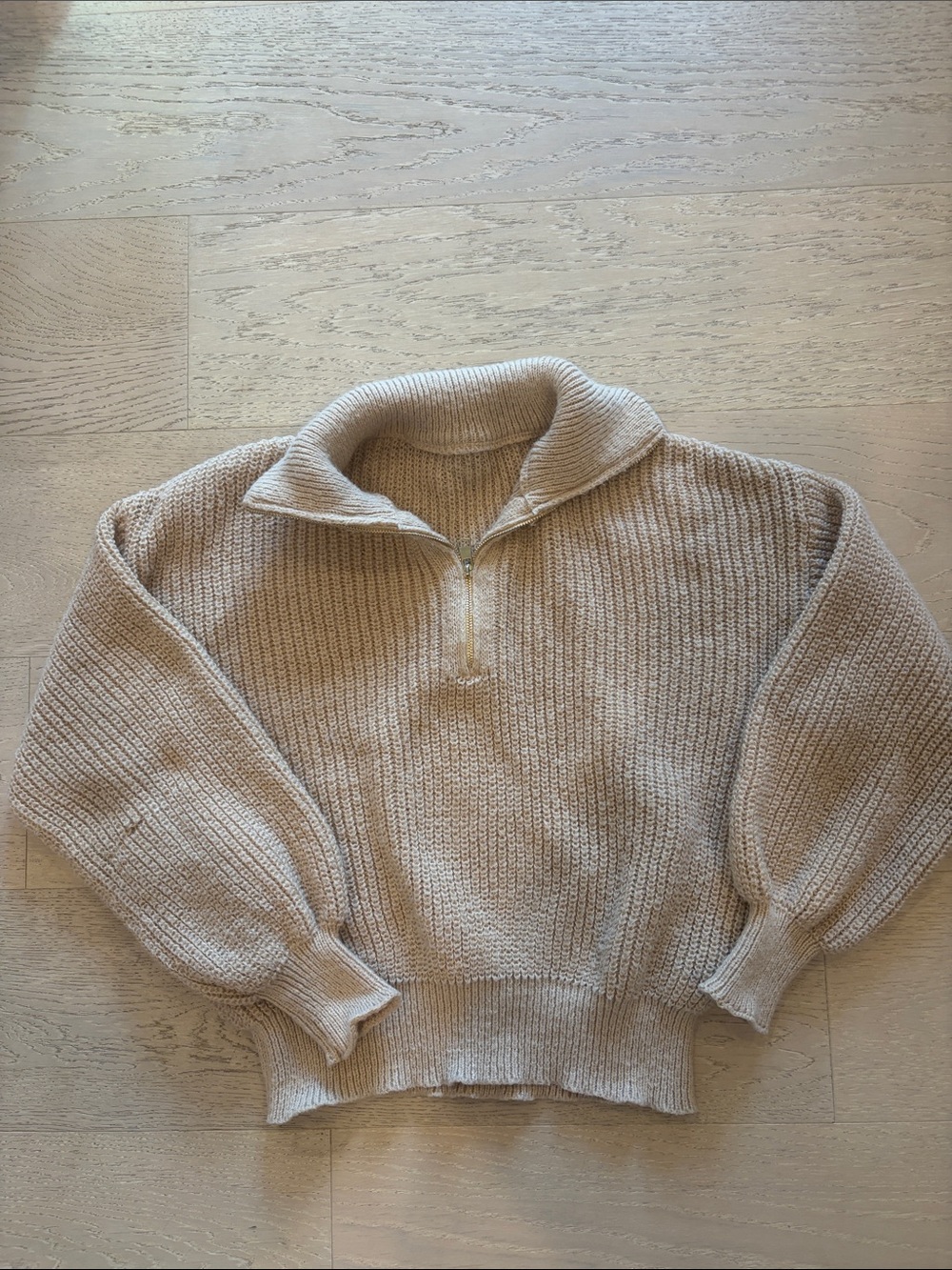 Relaxed Half-Zip Turtleneck Sweater - Cream